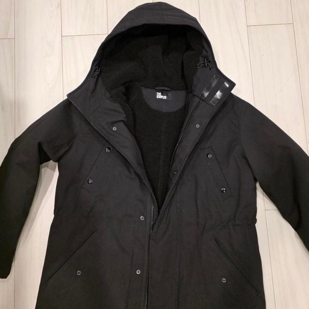 The Kooples Black Faux Shearling Lined Parka Jacket HPAR25002K BLA01 XS NEW
